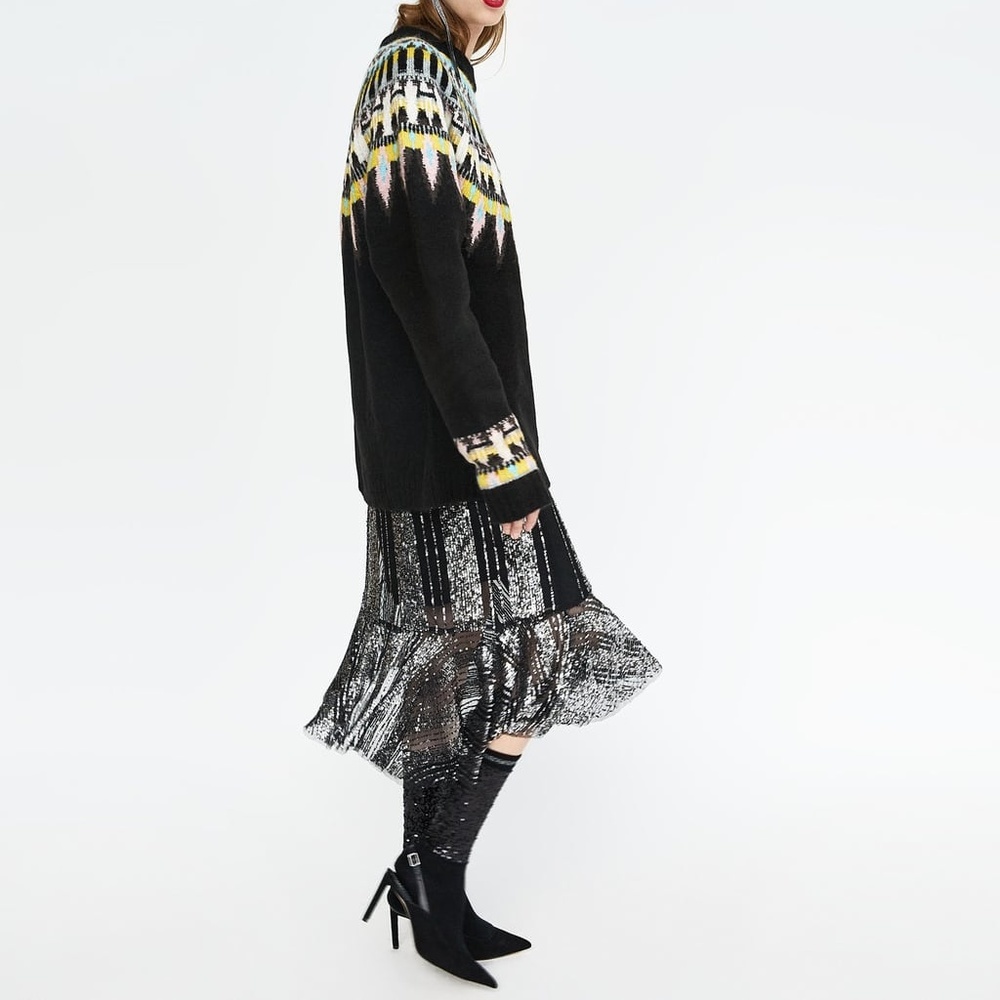 Zara Sequinned Sock Style Slingback Court Heels - Picture 4 of 8